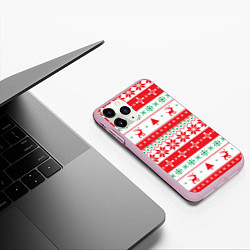 Чехол iPhone 11 Pro матовый Christmas Deer, цвет: 3D-розовый — фото 2