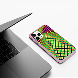 Чехол iPhone 11 Pro матовый Неоновая геометрия абстракция, цвет: 3D-розовый — фото 2
