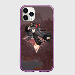 Чехол iPhone 11 Pro матовый Ху Тао в примогеме Genshin Impact, цвет: 3D-фиолетовый