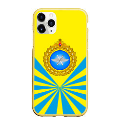 Чехол iPhone 11 Pro матовый Большая эмблема ВВС РФ, цвет: 3D-желтый