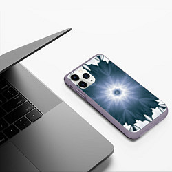 Чехол iPhone 11 Pro матовый Снежинка Абстракция Синий, цвет: 3D-серый — фото 2