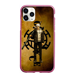 Чехол iPhone 11 Pro матовый Трафальгар Ло One Piece c нодати, цвет: 3D-малиновый