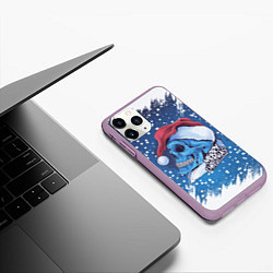 Чехол iPhone 11 Pro матовый Merry Christmas Счастливого Рождества Skull, цвет: 3D-сиреневый — фото 2