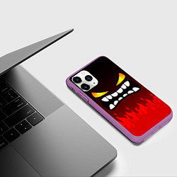 Чехол iPhone 11 Pro матовый Geometry Dash: Anger Smile, цвет: 3D-фиолетовый — фото 2