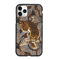 Чехол iPhone 11 Pro матовый Тигр в засаде, цвет: 3D-черный