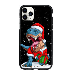 Чехол iPhone 11 Pro матовый Новогодний Динозавр, цвет: 3D-черный