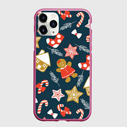 Чехол iPhone 11 Pro матовый Merry Christmas!!!, цвет: 3D-малиновый