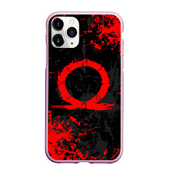 Чехол iPhone 11 Pro матовый GOD OF WAR LOGO RED, БРЫЗГИ КРАСОК, цвет: 3D-розовый