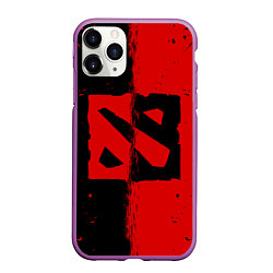 Чехол iPhone 11 Pro матовый DOTA 2 БРЫЗГИ КРАСОК, КРАСНО ЧЁРНЫЙ ЛОГО, цвет: 3D-фиолетовый