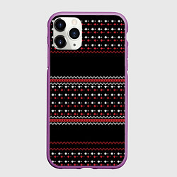 Чехол iPhone 11 Pro матовый НОВОГОДНИЙ ПАТТЕРН SWEATER, цвет: 3D-фиолетовый