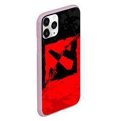 Чехол iPhone 11 Pro матовый DOTA 2 RED BLACK LOGO, БРЫЗГИ КРАСОК, цвет: 3D-розовый — фото 2