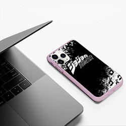 Чехол iPhone 11 Pro матовый JOJOS BIZARRE ADVENTURE БРЫЗГИ КРАСОК СИМВОЛЫ, цвет: 3D-розовый — фото 2