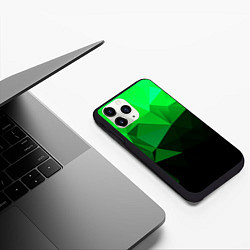 Чехол iPhone 11 Pro матовый Изумрудный Зеленый Геометрия, цвет: 3D-черный — фото 2