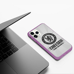 Чехол iPhone 11 Pro матовый Chelsea FC Graphite Theme, цвет: 3D-фиолетовый — фото 2