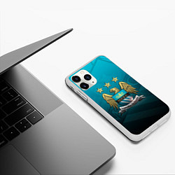 Чехол iPhone 11 Pro матовый Manchester City Teal Themme, цвет: 3D-белый — фото 2