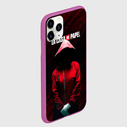 Чехол iPhone 11 Pro матовый Бумажный дом Человек в капюшоне, цвет: 3D-фиолетовый — фото 2