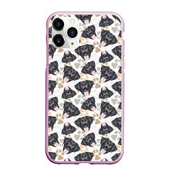 Чехол iPhone 11 Pro матовый Лабрадор чёрный, цвет: 3D-розовый