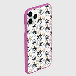 Чехол iPhone 11 Pro матовый Собака Сибирский Хаски, цвет: 3D-фиолетовый — фото 2