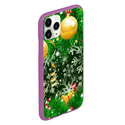 Чехол iPhone 11 Pro матовый Новогоднее Настроение Елка, цвет: 3D-фиолетовый — фото 2
