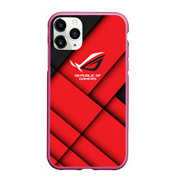 Чехол iPhone 11 Pro матовый ROG - republic of gamers, цвет: 3D-малиновый