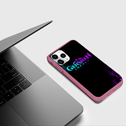 Чехол iPhone 11 Pro матовый GENSHIN IMPACT ГЕРОИ ИГРЫ HEROES GAME FNF, цвет: 3D-малиновый — фото 2