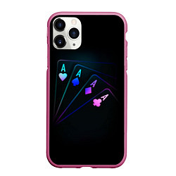 Чехол iPhone 11 Pro матовый НЕОНОВЫЕ КАРТЫ NEON, цвет: 3D-малиновый