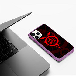 Чехол iPhone 11 Pro матовый СТАЛЬНОЙ АЛХИМИК КРАСНАЯ ЭМБЛЕМА, цвет: 3D-фиолетовый — фото 2