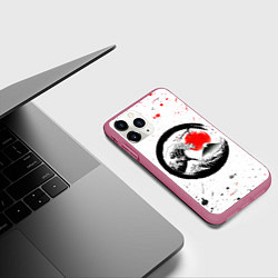 Чехол iPhone 11 Pro матовый САКУРА, КРАСНОЕ СОЛНЦЕ ЯПОНИИ, ФУДЗИЯМА, цвет: 3D-малиновый — фото 2