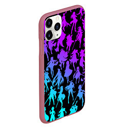 Чехол iPhone 11 Pro матовый GENSHI IMPACT HEROES NEON НЕОНОВЫЙ УЗОР, цвет: 3D-малиновый — фото 2