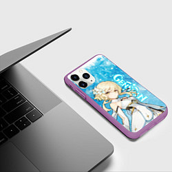 Чехол iPhone 11 Pro матовый GENSHIN IMPACT НОВОГОДНИЙ, ЛЮМИН, цвет: 3D-фиолетовый — фото 2