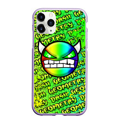 Чехол iPhone 11 Pro матовый Geometry Dash: Acid Green, цвет: 3D-светло-сиреневый