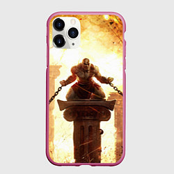 Чехол iPhone 11 Pro матовый GOD OF WAR КРАТОС В ЦЕПЯХ, цвет: 3D-малиновый