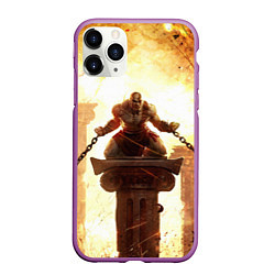 Чехол iPhone 11 Pro матовый GOD OF WAR КРАТОС В ЦЕПЯХ, цвет: 3D-фиолетовый