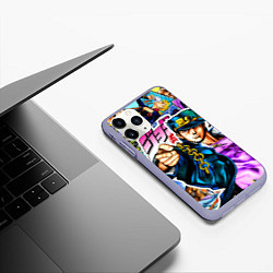 Чехол iPhone 11 Pro матовый Джотаро - JoJos Bizarre Adventure, цвет: 3D-светло-сиреневый — фото 2