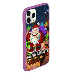 Чехол iPhone 11 Pro матовый НОВОГОДНЯЯ ЁЛКА В МАЙНКРАФТ SANTA CLAUS, цвет: 3D-фиолетовый — фото 2