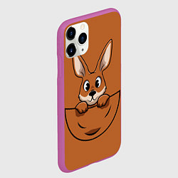 Чехол iPhone 11 Pro матовый Милый кенгуренок в сумке, цвет: 3D-фиолетовый — фото 2