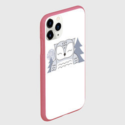 Чехол iPhone 11 Pro матовый Умиляющая совушка, цвет: 3D-малиновый — фото 2
