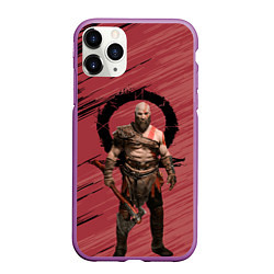 Чехол iPhone 11 Pro матовый Кратос God of War, цвет: 3D-фиолетовый