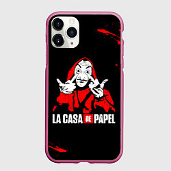 Чехол iPhone 11 Pro матовый БУМАЖНЫЙ ДОМ F*CK THE SYSTEM, цвет: 3D-малиновый