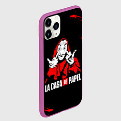 Чехол iPhone 11 Pro матовый БУМАЖНЫЙ ДОМ F*CK THE SYSTEM, цвет: 3D-фиолетовый — фото 2