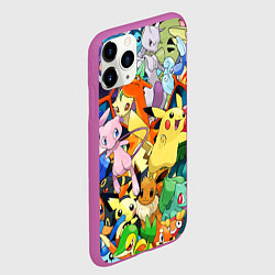Чехол iPhone 11 Pro матовый АНИМЕ, ПОКЕМОНЫ ВСЕ ПЕРСОНАЖИ POKEMON, цвет: 3D-фиолетовый — фото 2
