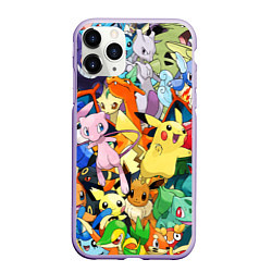 Чехол iPhone 11 Pro матовый АНИМЕ, ПОКЕМОНЫ ВСЕ ПЕРСОНАЖИ POKEMON, цвет: 3D-светло-сиреневый