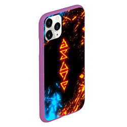 Чехол iPhone 11 Pro матовый СИМВОЛЫ ВЕДЬМАКА ОГОНЬ И ВОДА, цвет: 3D-фиолетовый — фото 2