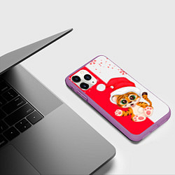 Чехол iPhone 11 Pro матовый НОВЫЙ ГОД ТИГР СНЕЖИНКИ, цвет: 3D-фиолетовый — фото 2