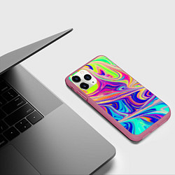 Чехол iPhone 11 Pro матовый Аномально яркие цветные разводы, цвет: 3D-малиновый — фото 2