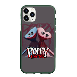 Чехол iPhone 11 Pro матовый ХАГГИ ВАГГИ ПАРОЧКА - POPPY PLAYTIME, цвет: 3D-темно-зеленый