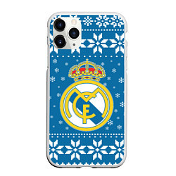 Чехол iPhone 11 Pro матовый Реал Мадрид Новогодний, цвет: 3D-белый