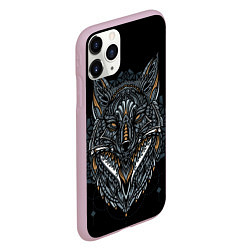 Чехол iPhone 11 Pro матовый ЭТНИЧЕСКАЯ ЛИСА FOX ABSTRACT, цвет: 3D-розовый — фото 2