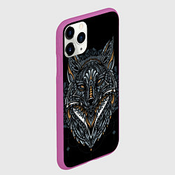 Чехол iPhone 11 Pro матовый ЭТНИЧЕСКАЯ ЛИСА FOX ABSTRACT, цвет: 3D-фиолетовый — фото 2