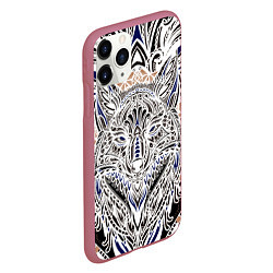 Чехол iPhone 11 Pro матовый БЕЛАЯ ЭТНИЧЕСКА ЛИСА WHITE FOX, цвет: 3D-малиновый — фото 2